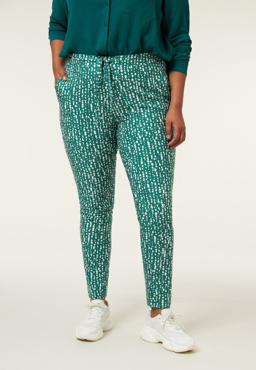 PLUS Miss Etam | Broek Travel Print Groen