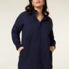 PLUS Miss Etam | Blouse Lang Blauw