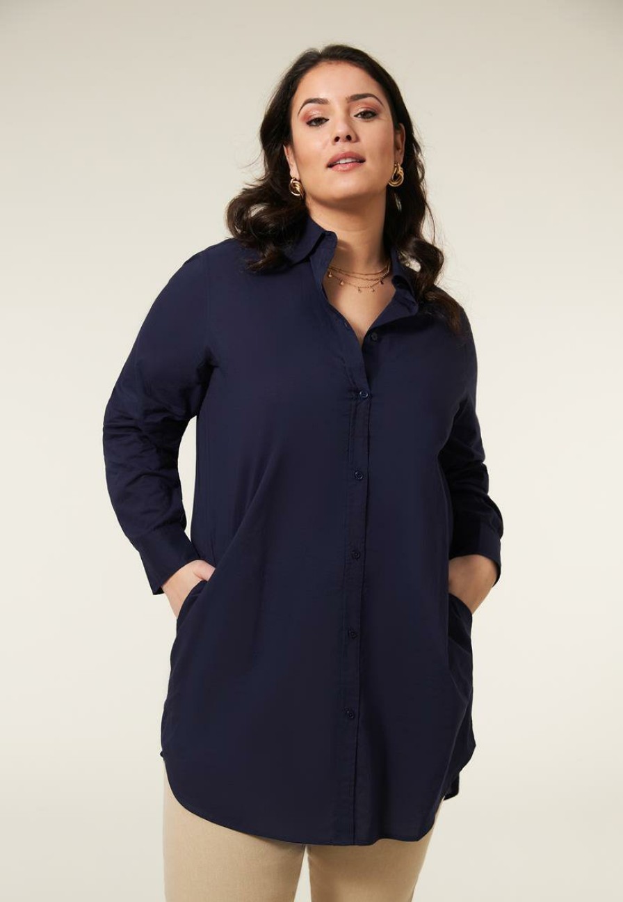 PLUS Miss Etam | Blouse Lang Blauw