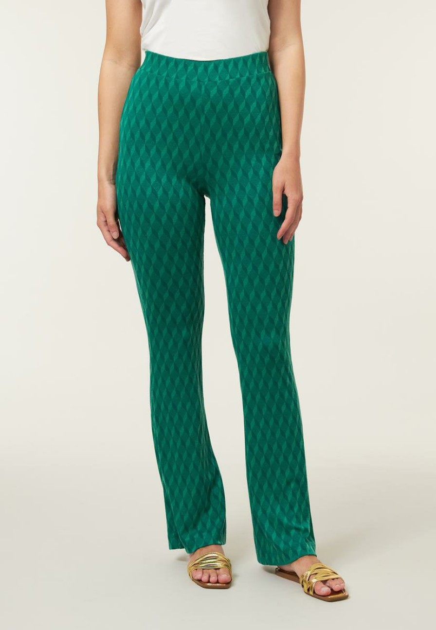 CLOTHING Miss Etam | Broek Flared Print Groen 36"