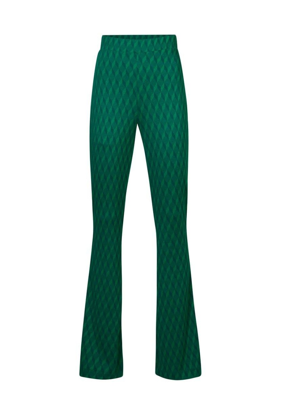 CLOTHING Miss Etam | Broek Flared Print Groen 36"