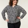 PLUS Miss Etam | Blouse Print Zwart Wit