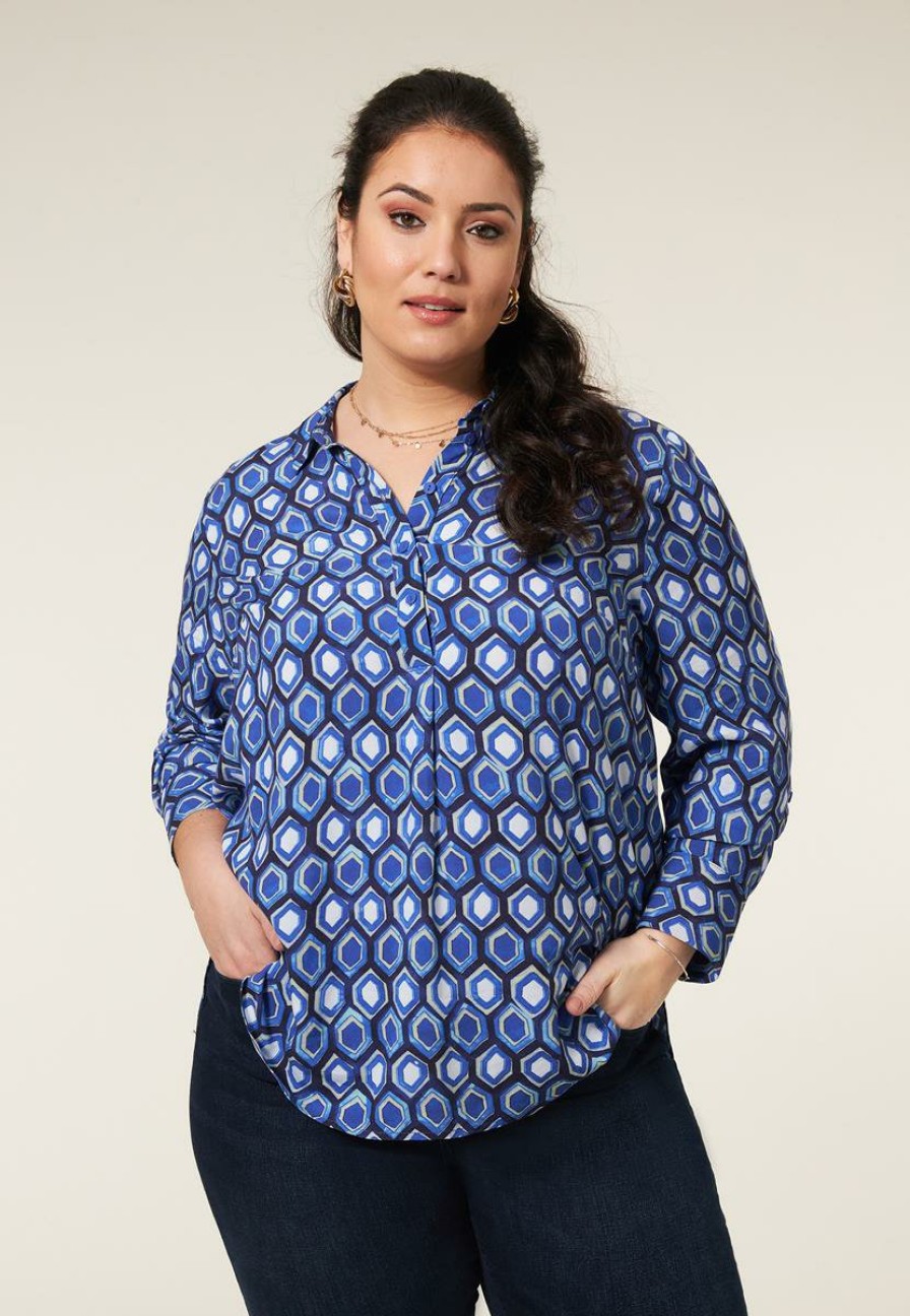 PLUS Miss Etam | Blouse Print Blauw