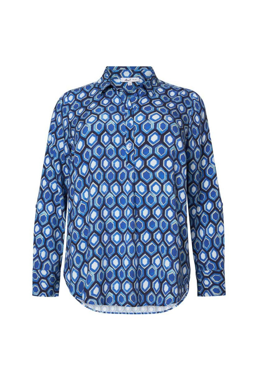 PLUS Miss Etam | Blouse Print Blauw