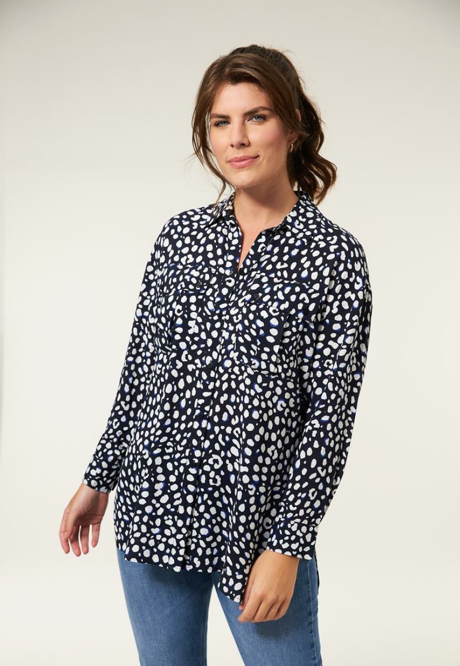 CLOTHING Miss Etam | Blouse Print Blauw