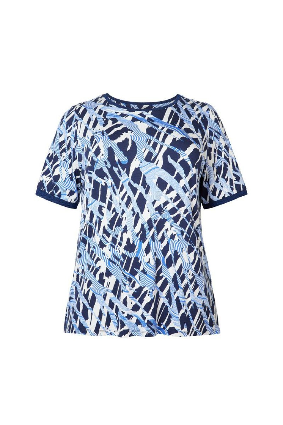 PLUS Miss Etam | T-Shirt 'Iris' Print Blauw