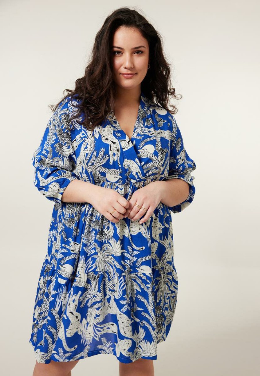 PLUS Miss Etam | Jurk Print Blauw