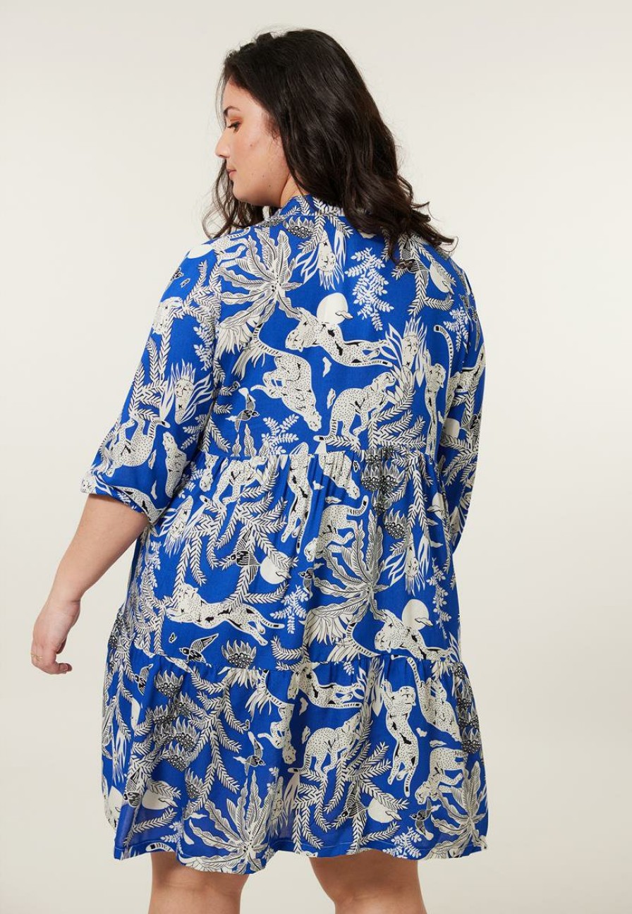 PLUS Miss Etam | Jurk Print Blauw