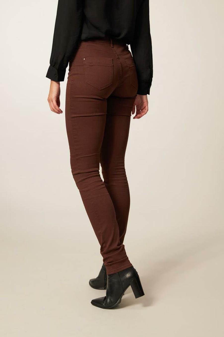 CLOTHING Miss Etam | Broek Slim Fit Bruin 36"