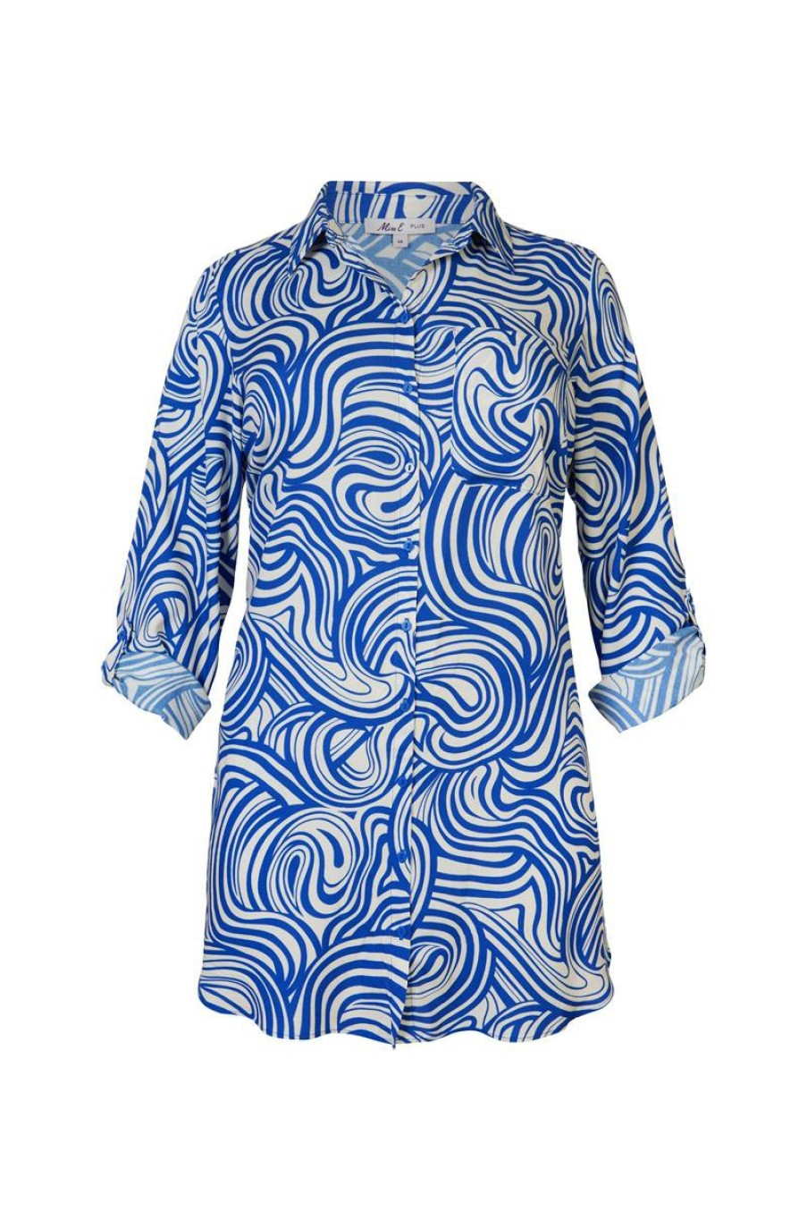 PLUS Miss Etam | Blouse Print Blauw