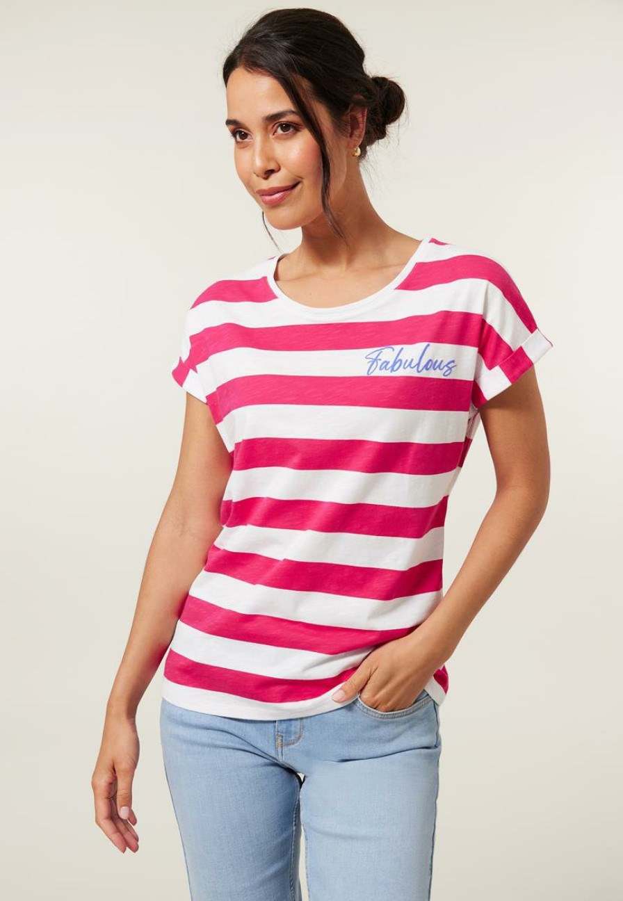 CLOTHING Miss Etam | Top Streep Rood