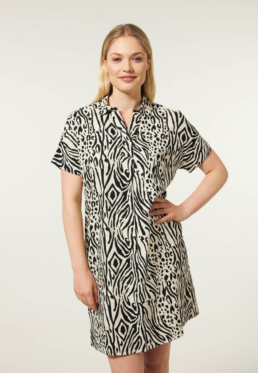 CLOTHING Miss Etam | Jurk Print Zand