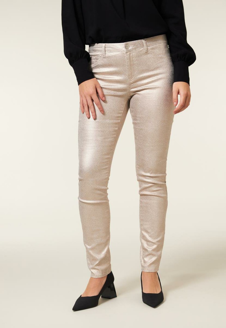 CLOTHING Miss Etam | Broek Metallic Naturel 32"