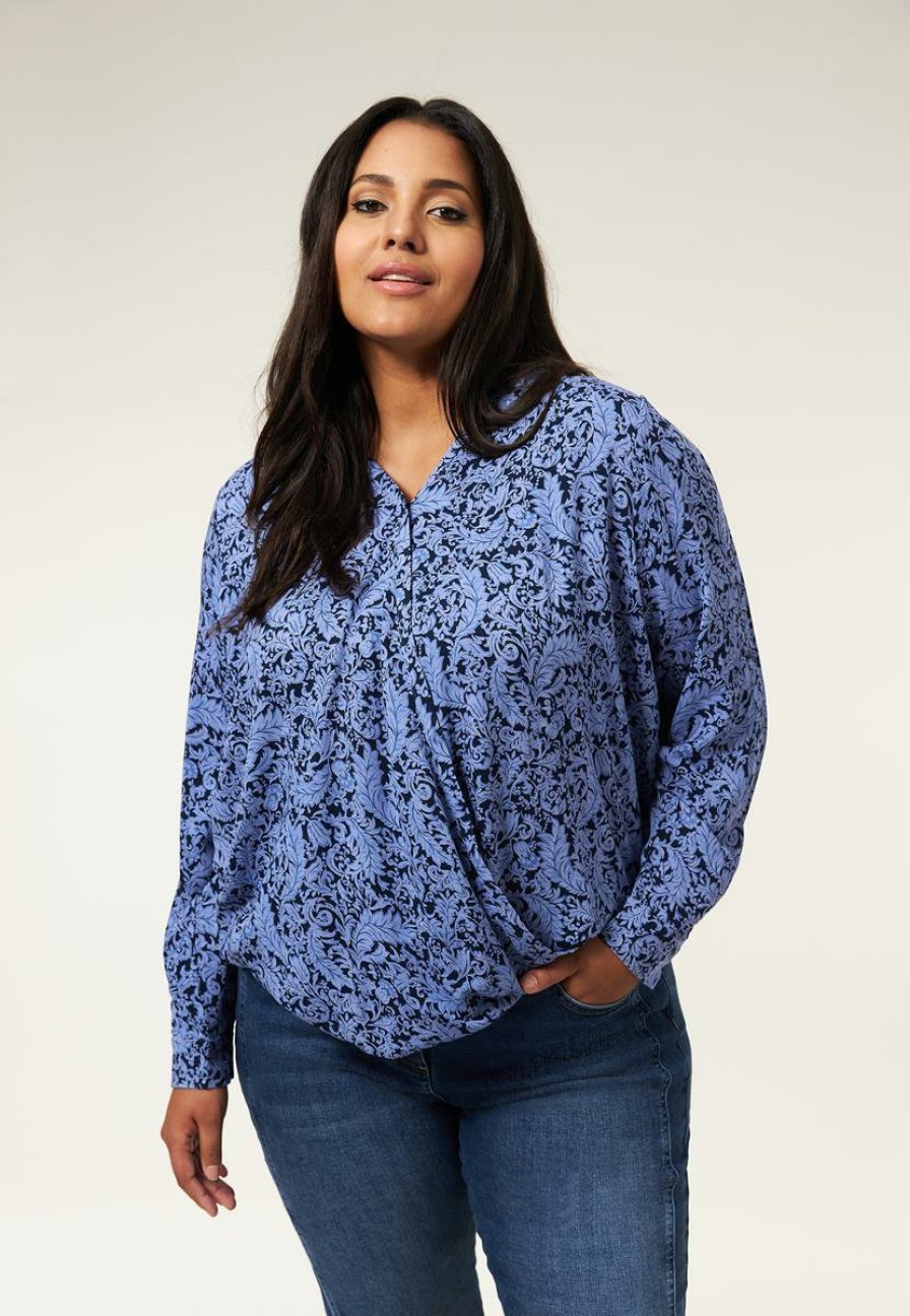 PLUS Miss Etam | Blouse Print Blauw