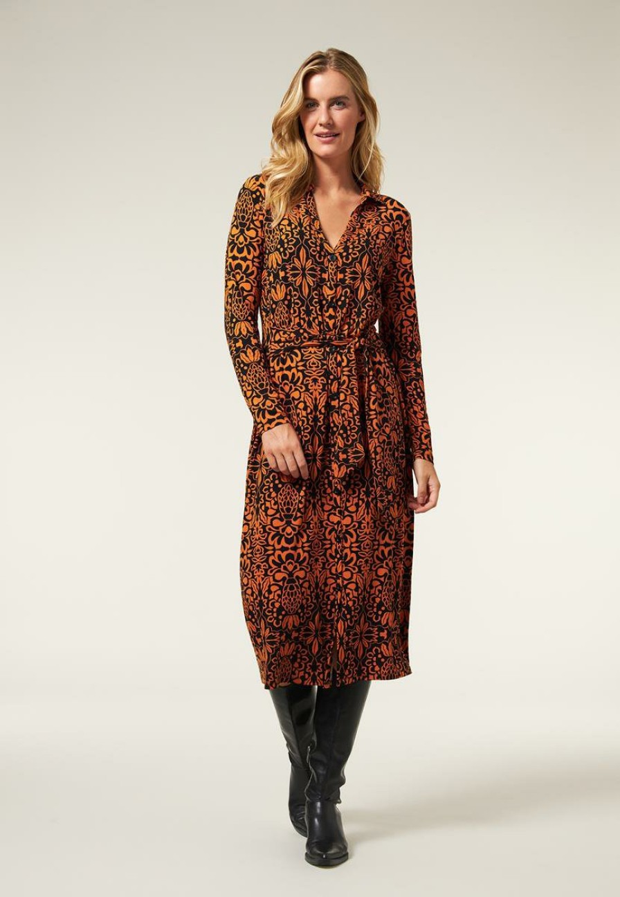 CLOTHING Miss Etam | Jurk Print Oranje