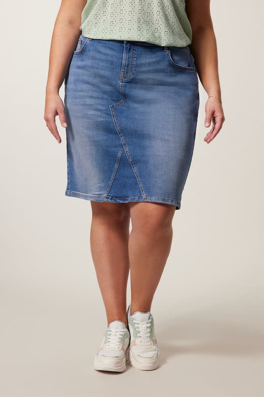 PLUS Miss Etam | Rok 'Sylvie' Denim Blauw