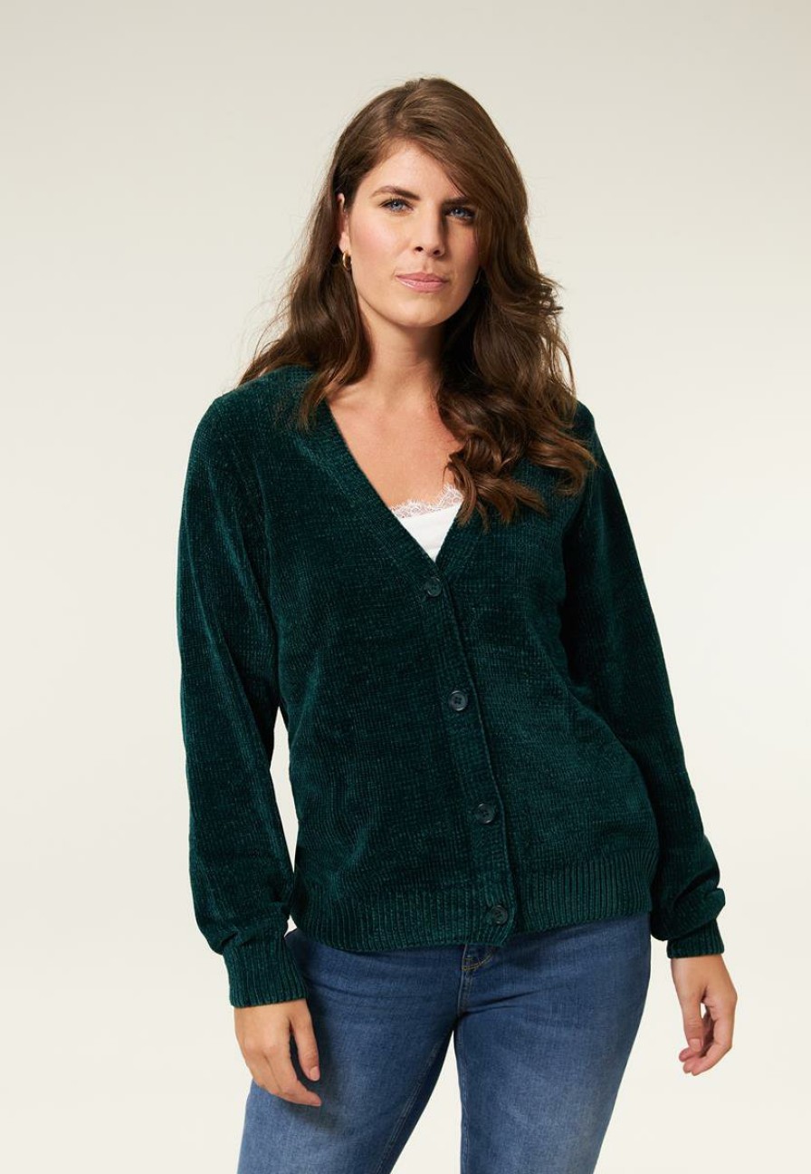 CLOTHING Miss Etam | Vest Chenille Groen