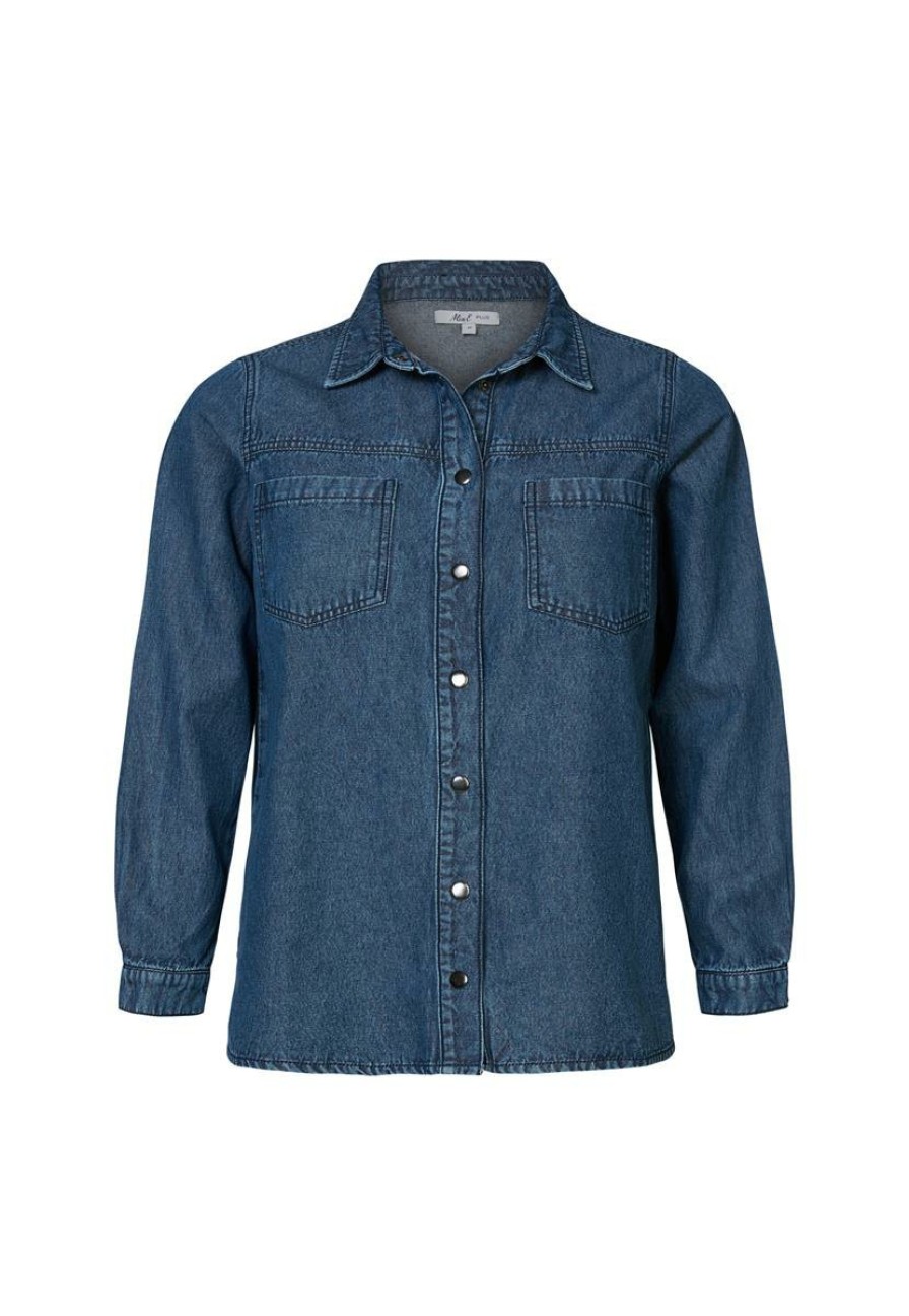 PLUS Miss Etam | Blouse Denim Blauw