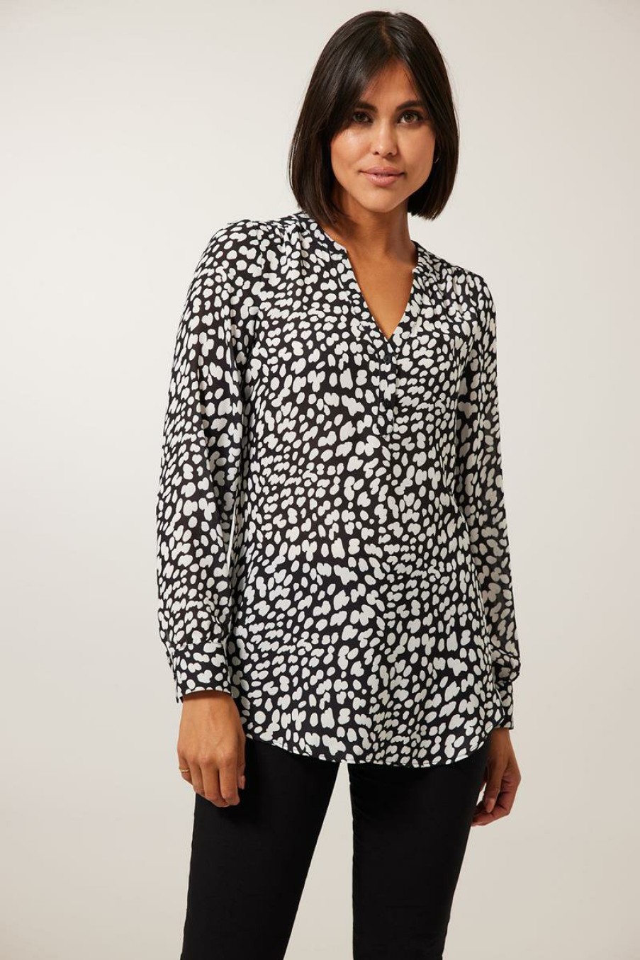 CLOTHING Miss Etam | Blouse 'Lara' Print Zwart