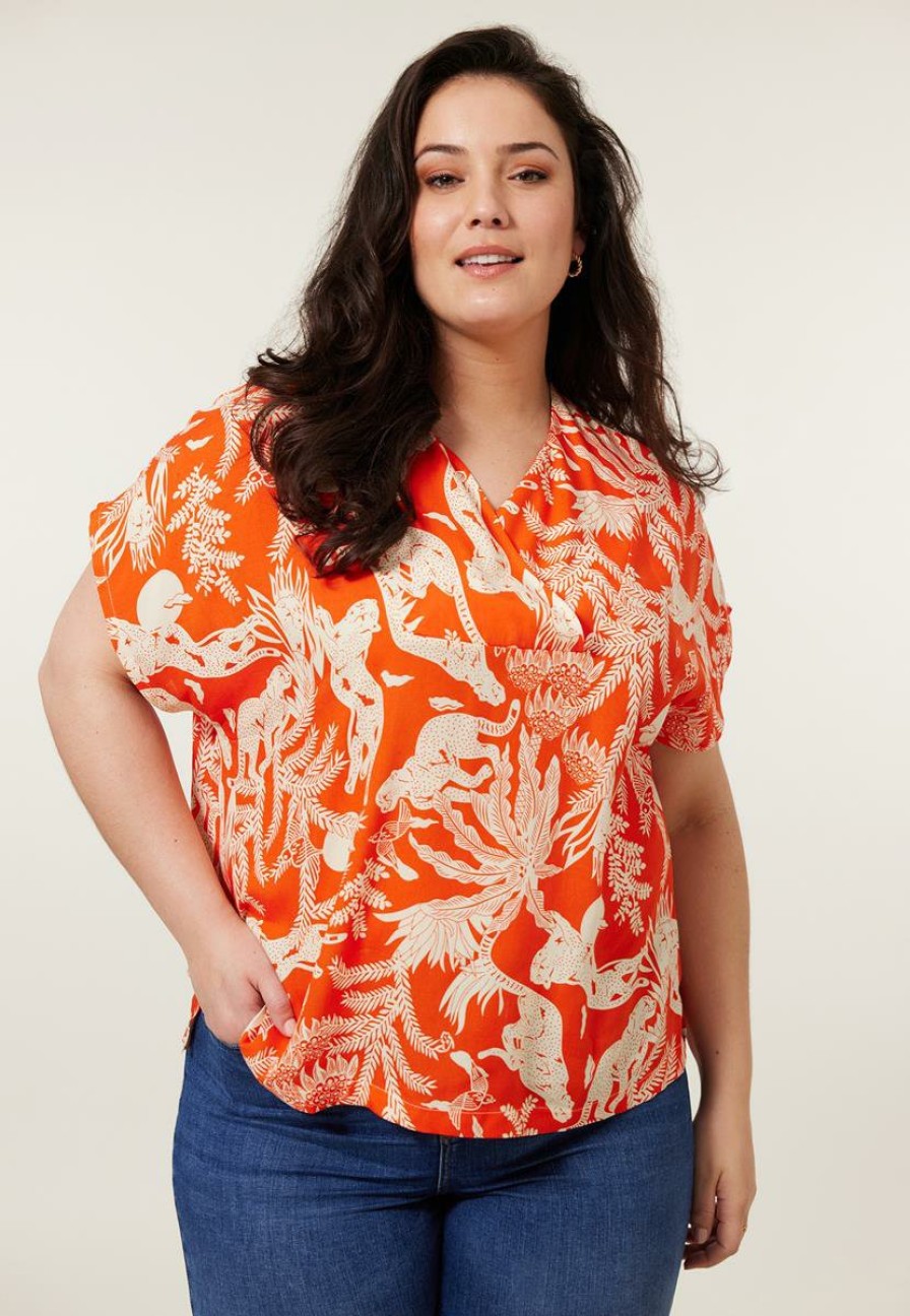 PLUS Miss Etam | Top Print Oranje