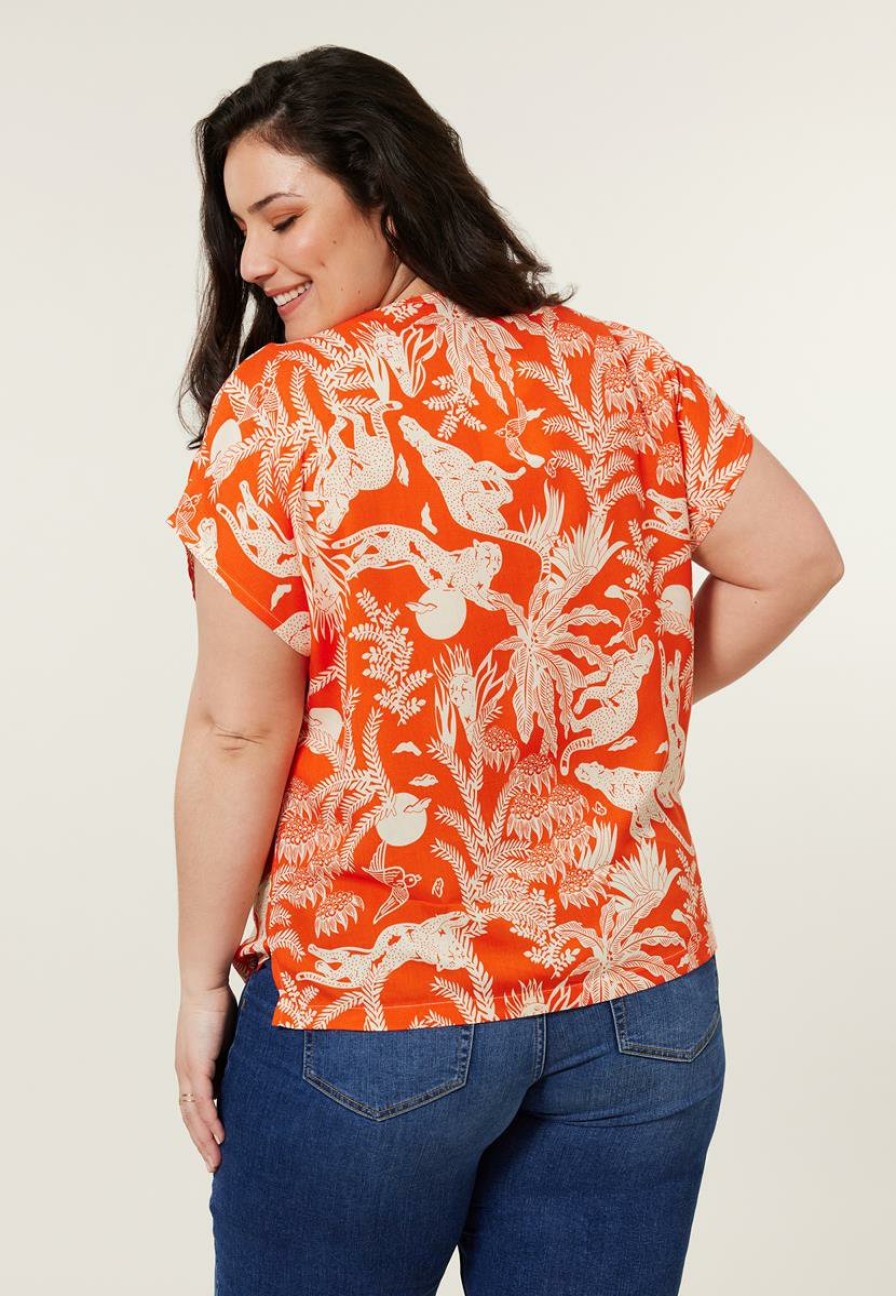 PLUS Miss Etam | Top Print Oranje