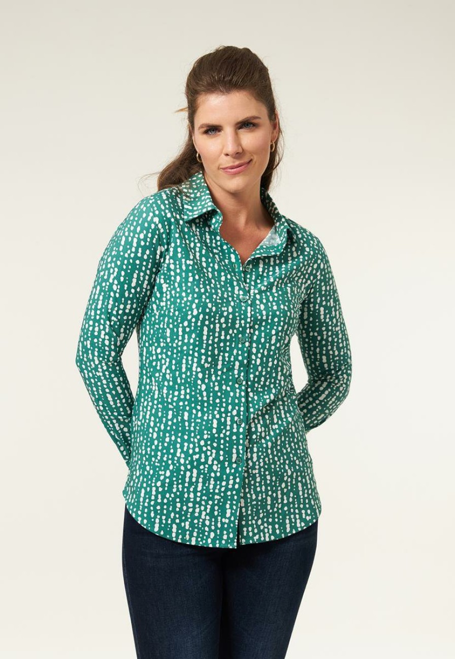 CLOTHING Miss Etam | Blouse Travel Print Groen