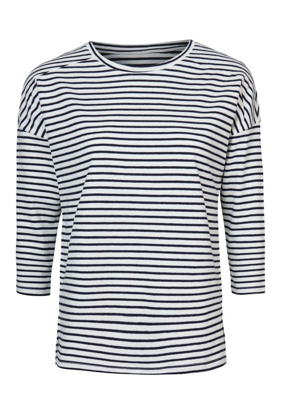 CLOTHING Miss Etam | Top Streep Wit Blauw