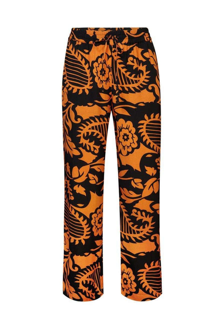 PLUS Miss Etam | Broek Jacquard Wide Leg Print Oranje