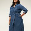 PLUS Miss Etam | Jurk Denim Blauw