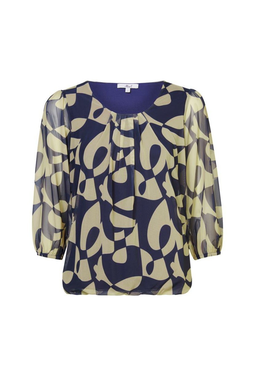 CLOTHING Miss Etam | Top 3/4 Mouw Print Blauw