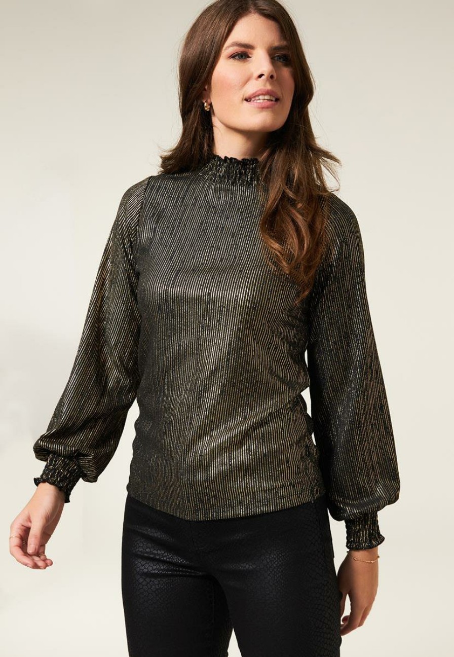 CLOTHING Miss Etam | Top Glitter Zwart