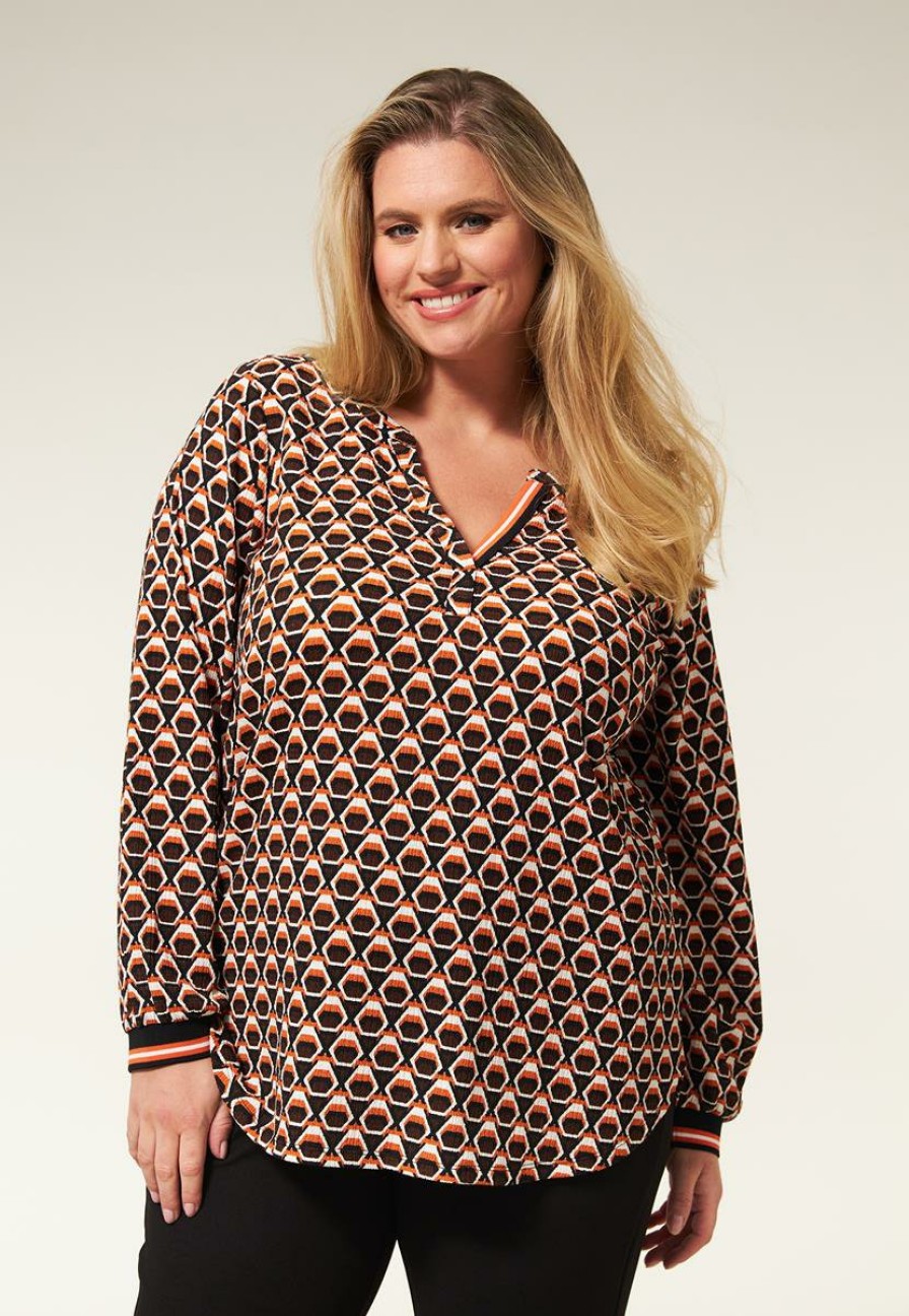 PLUS Miss Etam | Top Print Oranje