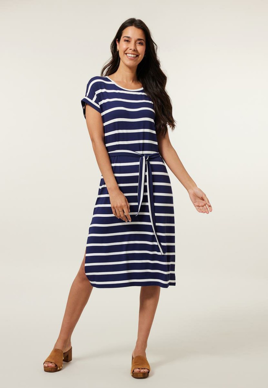 CLOTHING Miss Etam | Jurk Streep Blauw