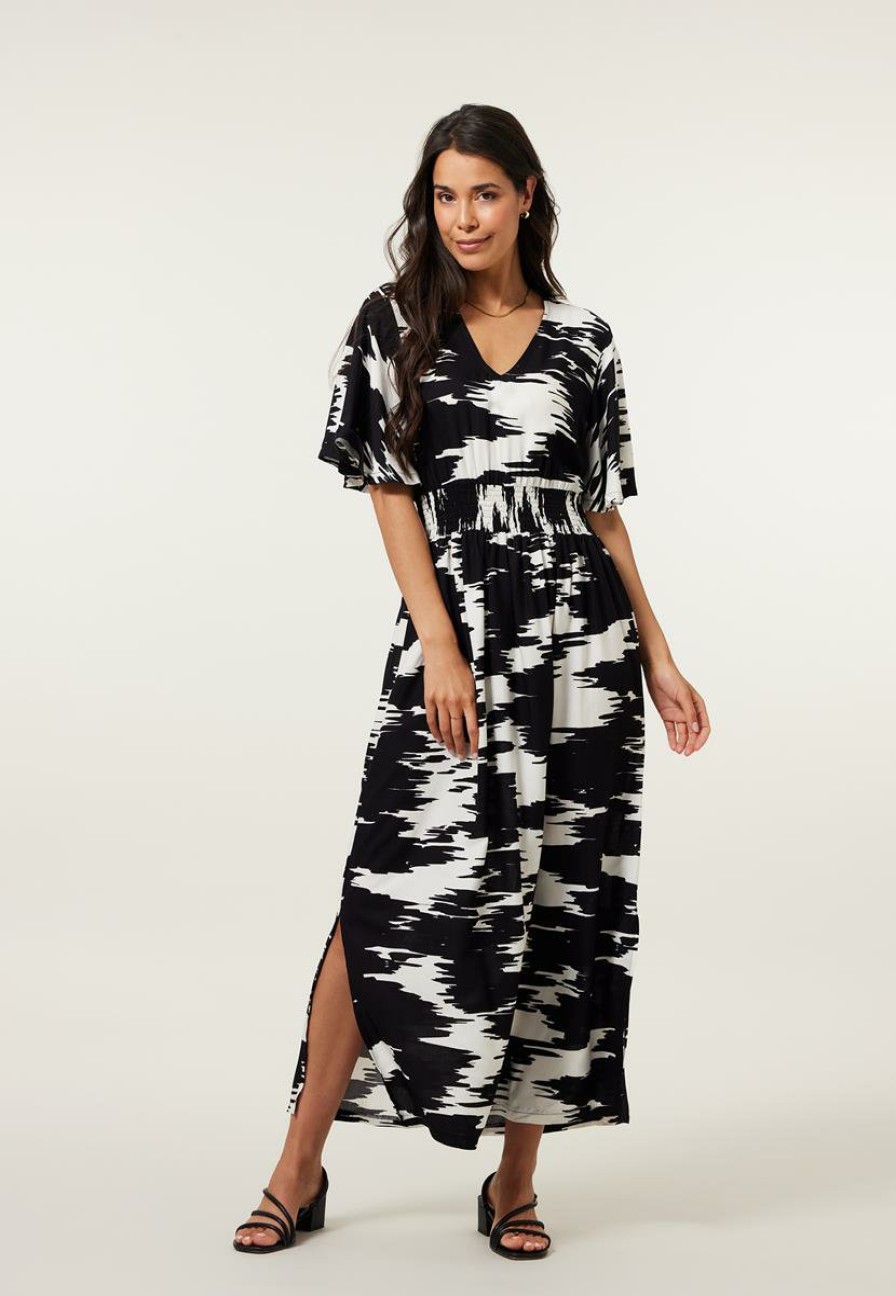 CLOTHING Miss Etam | Jurk Print Zwart