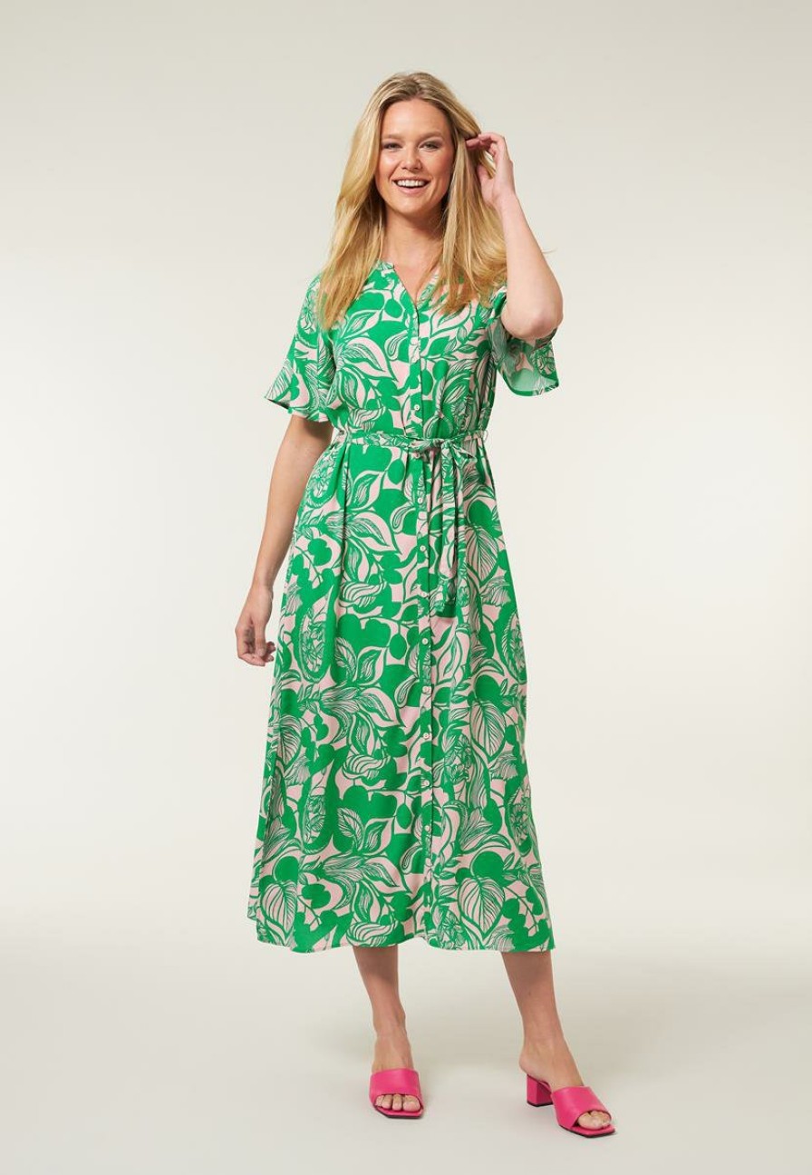 CLOTHING Miss Etam | Jurk Print Groen