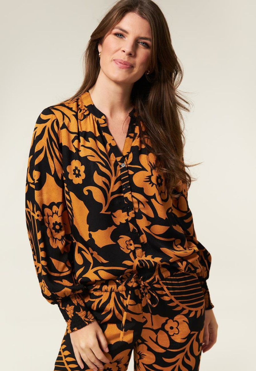 CLOTHING Miss Etam | Blouse Jacquard Print Oranje