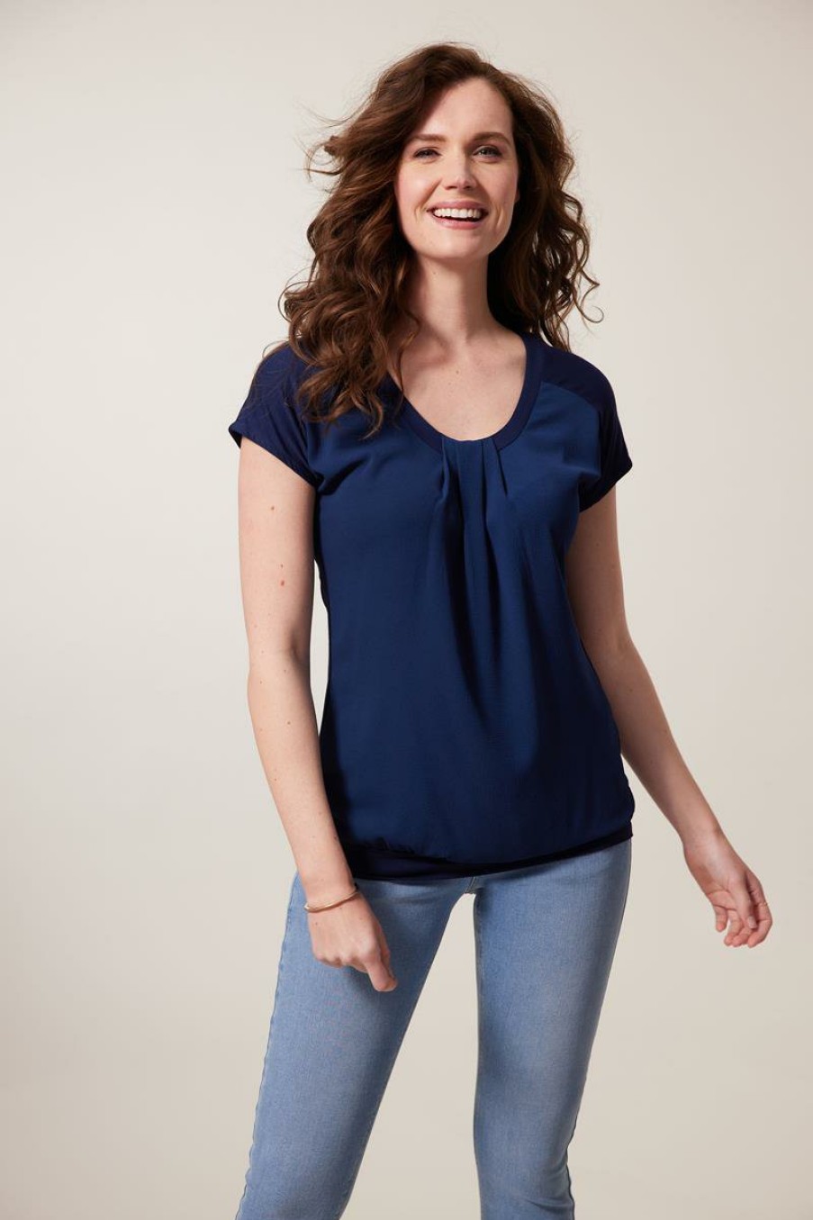 CLOTHING Miss Etam | Top 'Elvi' Blauw