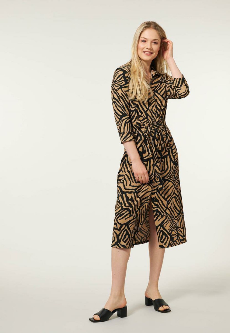 CLOTHING Miss Etam | Jurk Print Naturel