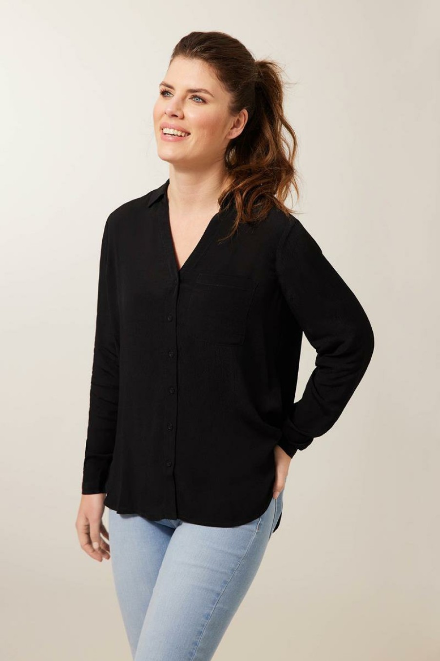 CLOTHING Miss Etam | Blouse Lange Mouw Zwart