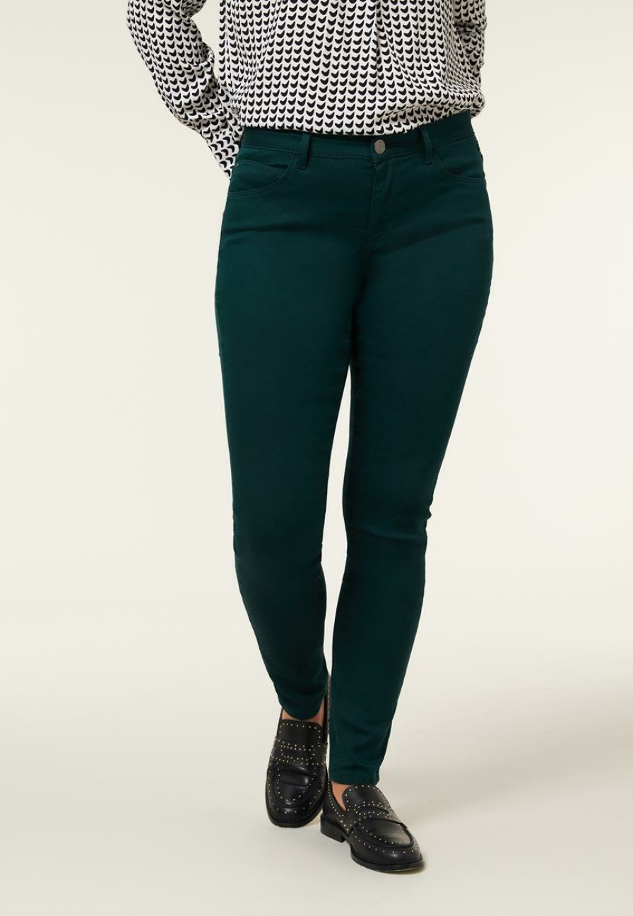 CLOTHING Miss Etam | Broek Slim Fit Groen 32"