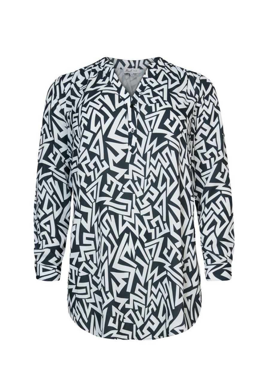 PLUS Miss Etam | Blouse Print Zwart-Wit