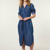 CLOTHING Miss Etam | Jurk Tencel Denim Blauw