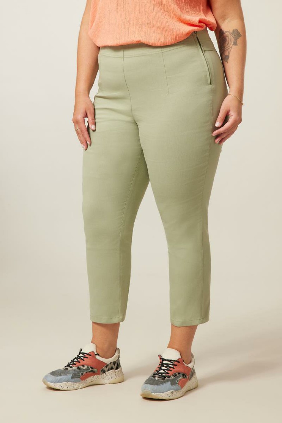 PLUS Miss Etam | Broek 'Belle' 7/8 Groen