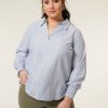 PLUS Miss Etam | Blouse Streep Blauw