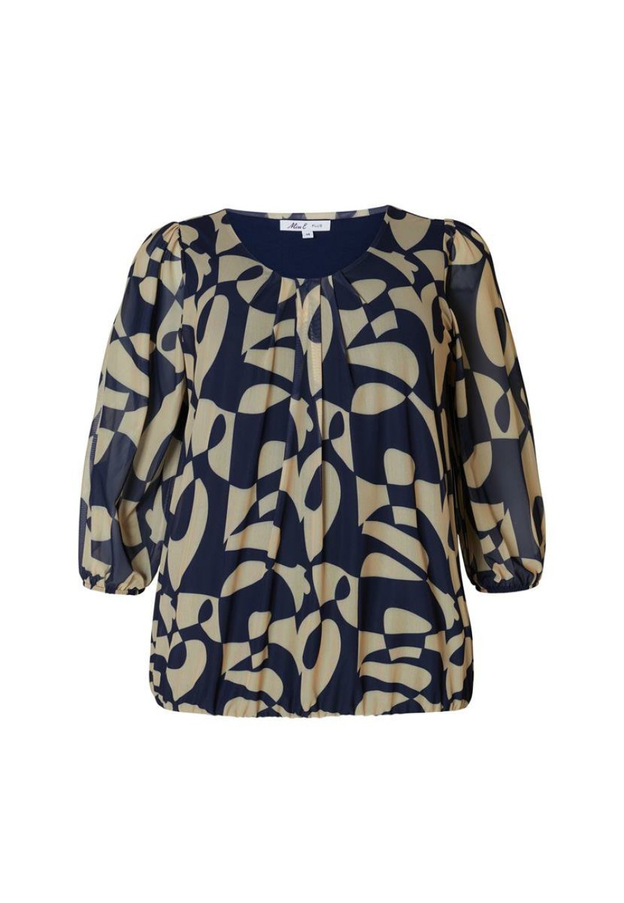 PLUS Miss Etam | Top 3/4 Mouw Print Blauw