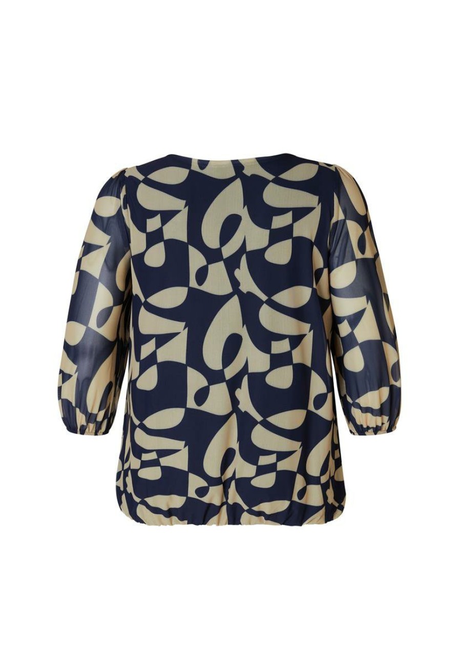 PLUS Miss Etam | Top 3/4 Mouw Print Blauw