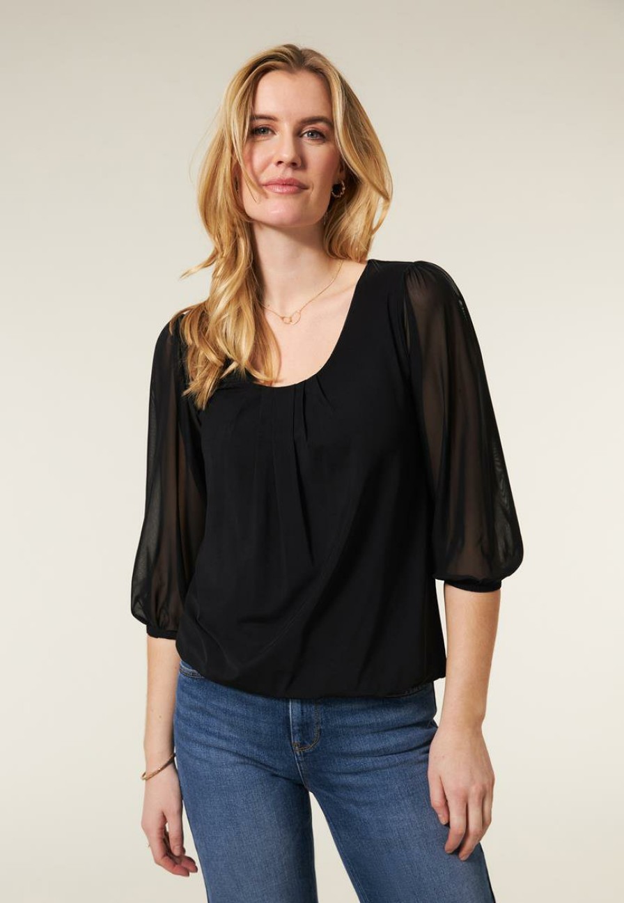 CLOTHING Miss Etam | Top 3/4 Mouw Zwart