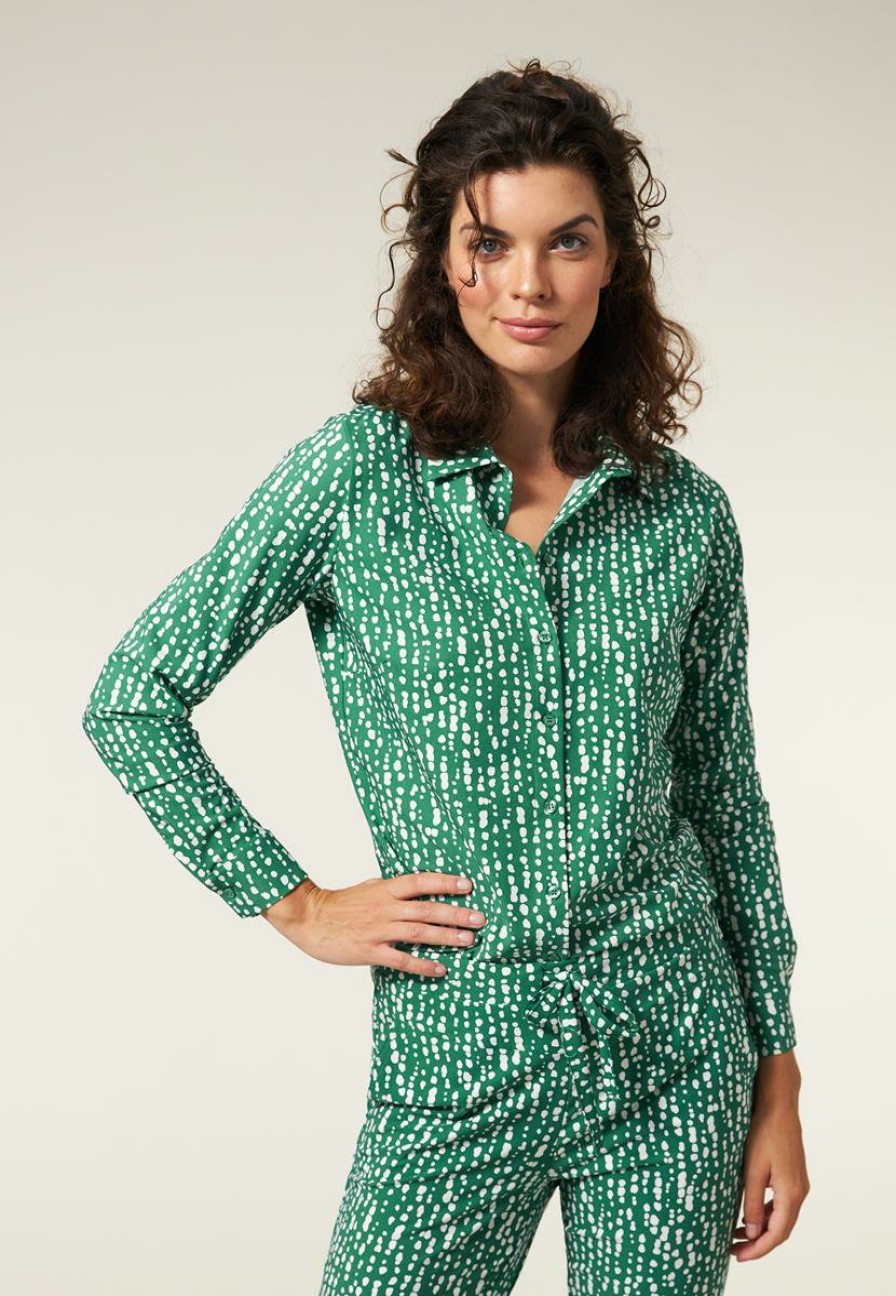 CLOTHING Miss Etam | Blouse Travel Print Groen