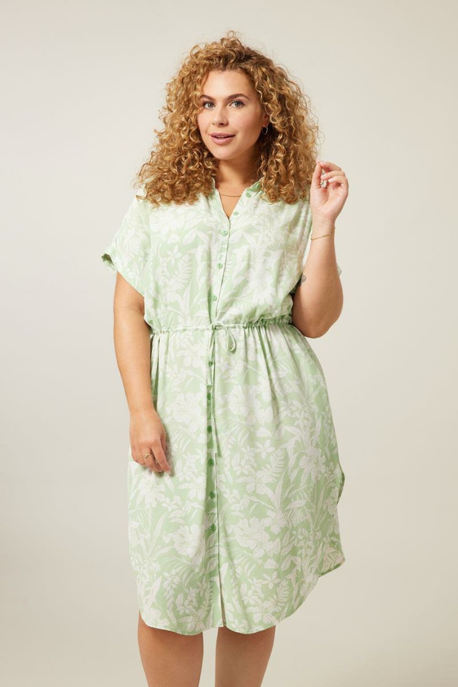 PLUS Miss Etam | Jurk 'Larissa' Print Groen