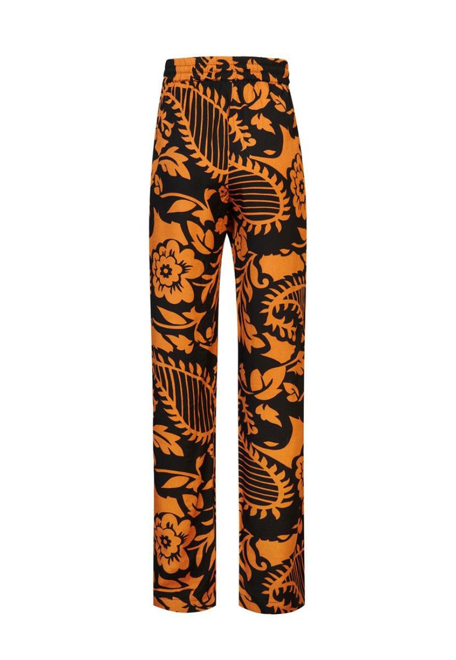 CLOTHING Miss Etam | Broek Jacquard Wide Leg Print Oranje 36"